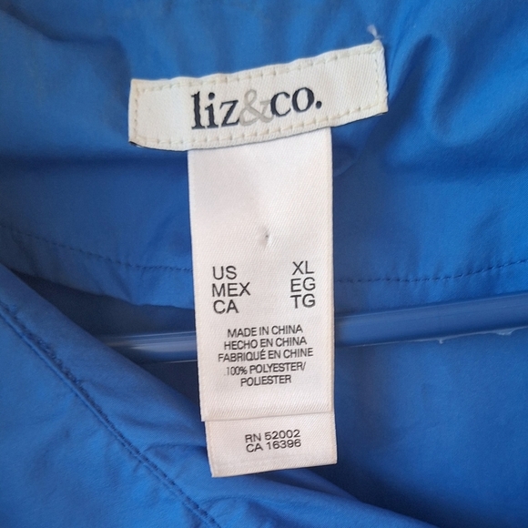Liz & Co. Jacket Lightweight Windbreaker Women's Size XL Blue Zip Front Pockets - Picture 9 of 9